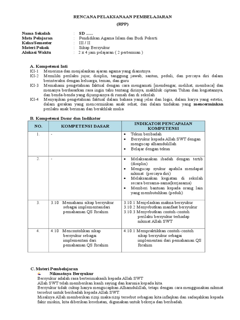 Rpp Kelas 3 Smt 1
