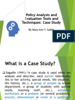 Case Study As A Tool in Policy Analysis and Eval