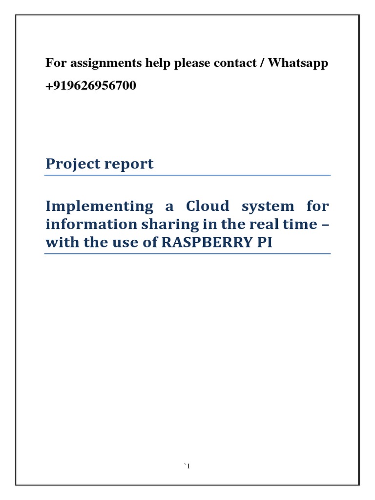Project Report Implementing A Cloud System For Information Sharing in ...