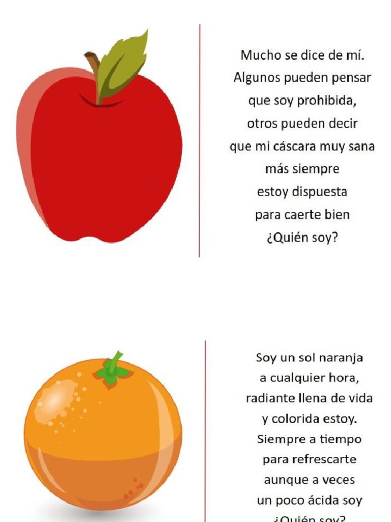 suspender Susceptibles a problema Adivinanzas de Frutas | PDF