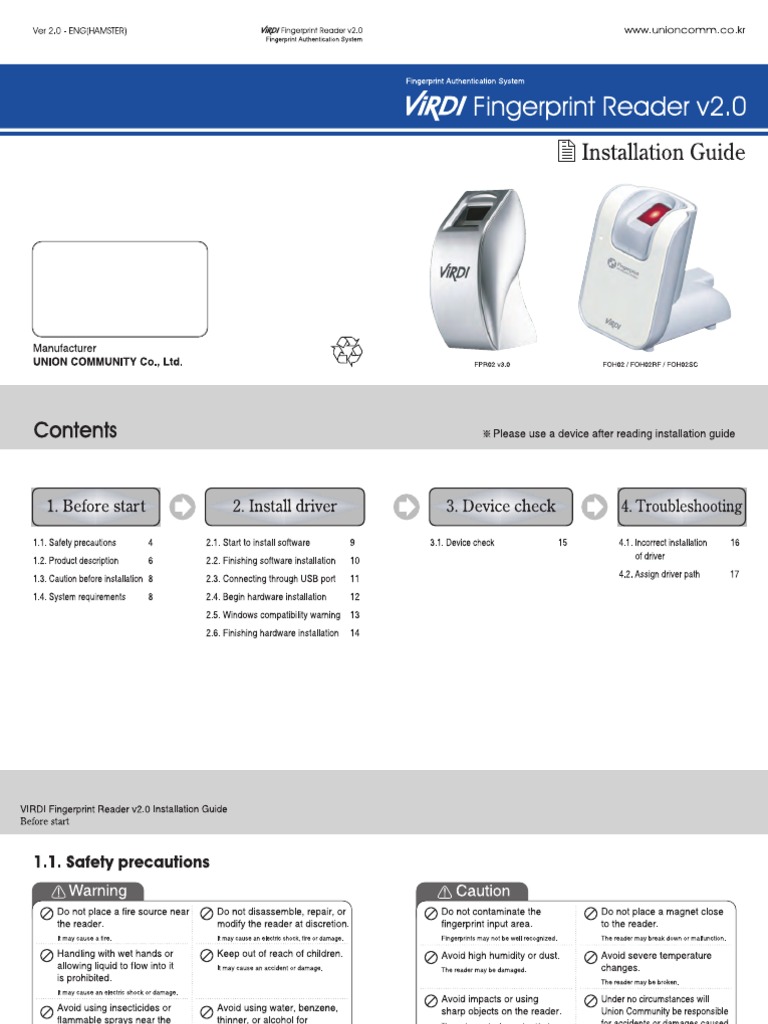 VIRDI Fingerprint Reader v2.0 - Eng PDF | PDF