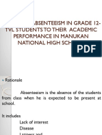 Effects of Absenteeism in Grade 12-Tvl Students To Their Academic Performance in Manukan National High School