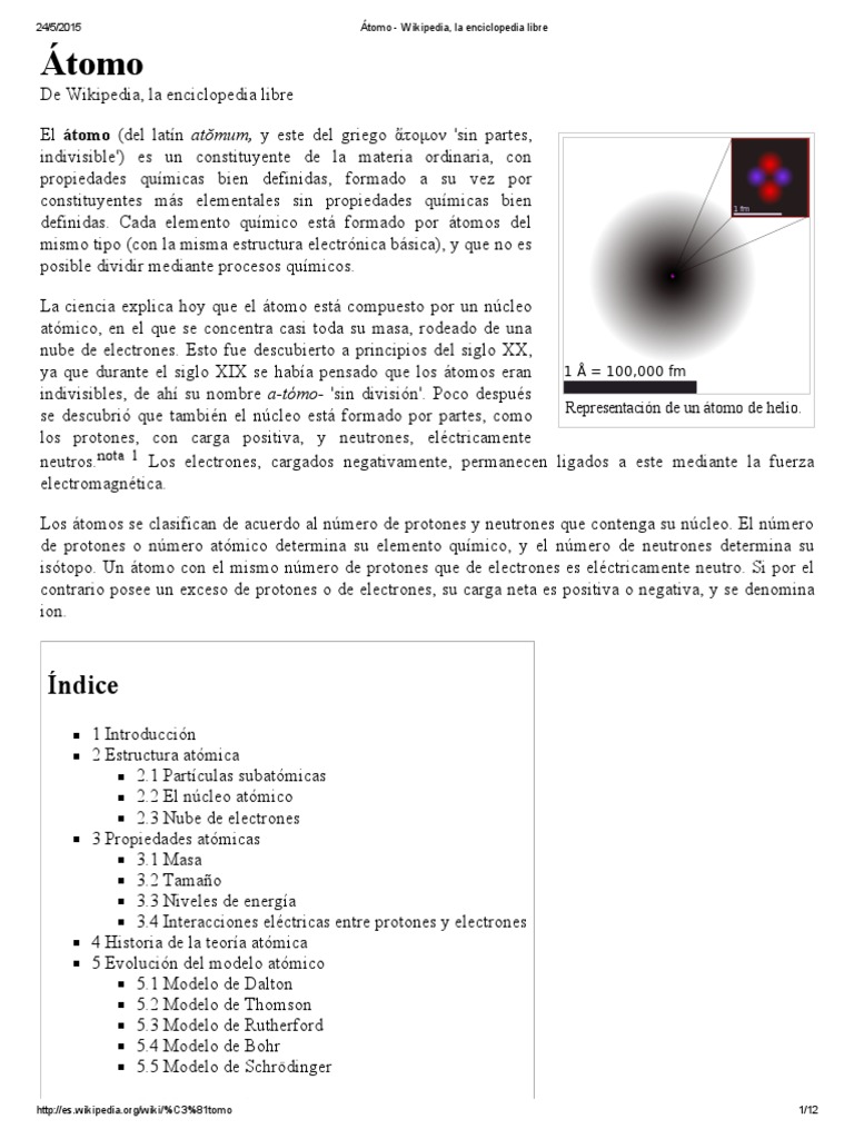 Átomo - W | PDF | Átomos | Electrón
