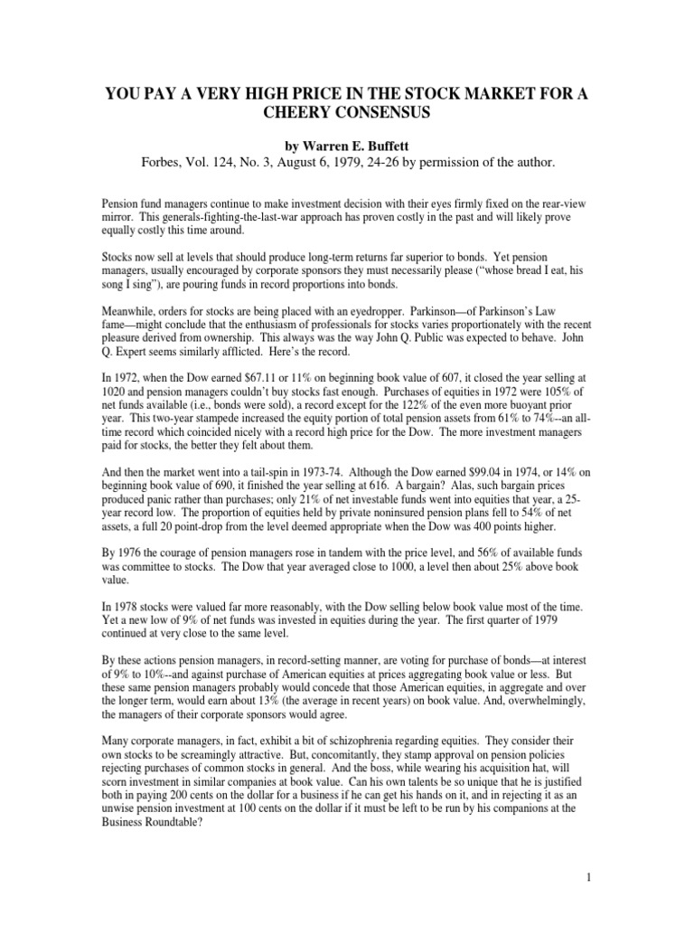 High Cost of Cheery Consensus in Stocks | PDF | Bonds (Finance) | Book ...