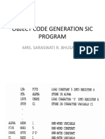 Object Code Generation SIC