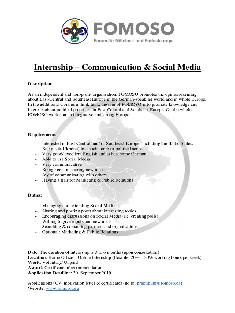 Internship in Communication & Social Media | PDF