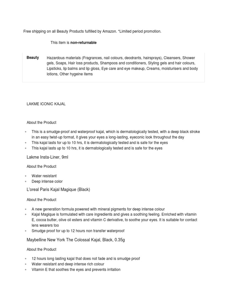 Description Beauty Products | PDF | Cosmetics | Toiletry