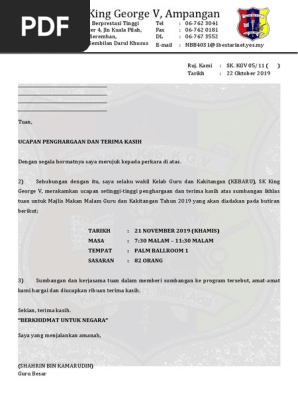 Surat Ucapan Terima Kasih Sumbangan Pdf