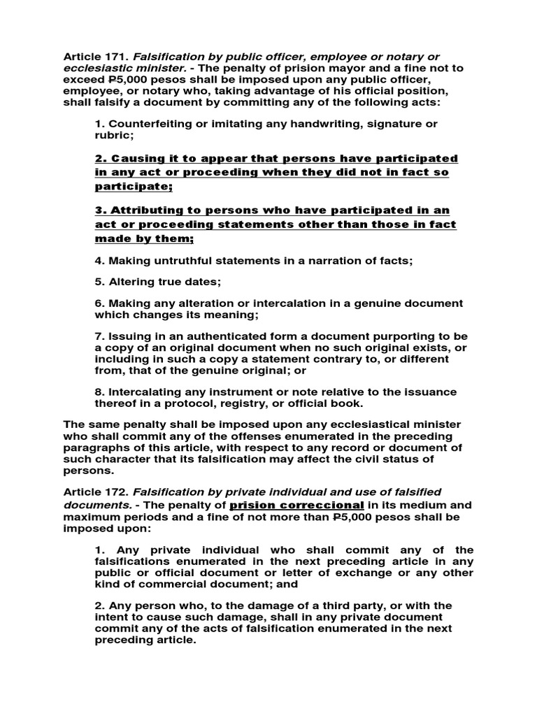 Penalties for Document Falsification | PDF | Falsifiability | Statute ...