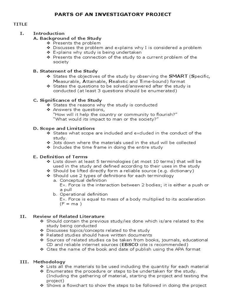 Guide to Investigatory Project Structure | PDF | Force | Science