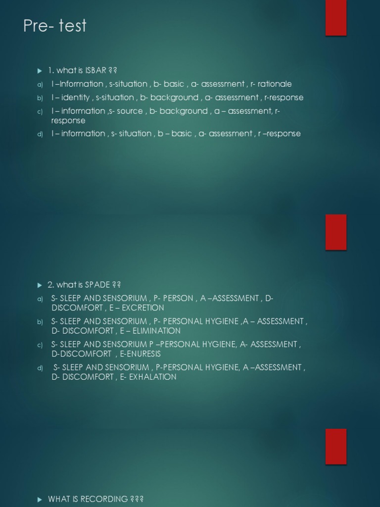 ISBAR and SPADE Framework Overview | PDF | Medicine | Clinical Medicine