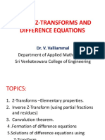 Unit V: Z-Transforms and Difference Equations: Department of Applied Mathematics Sri Venkateswara College of Engineering