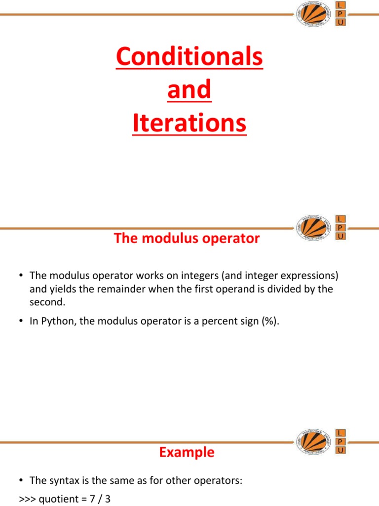 Python Conditionals and Iterations Guide | PDF | Control Flow | Boolean ...