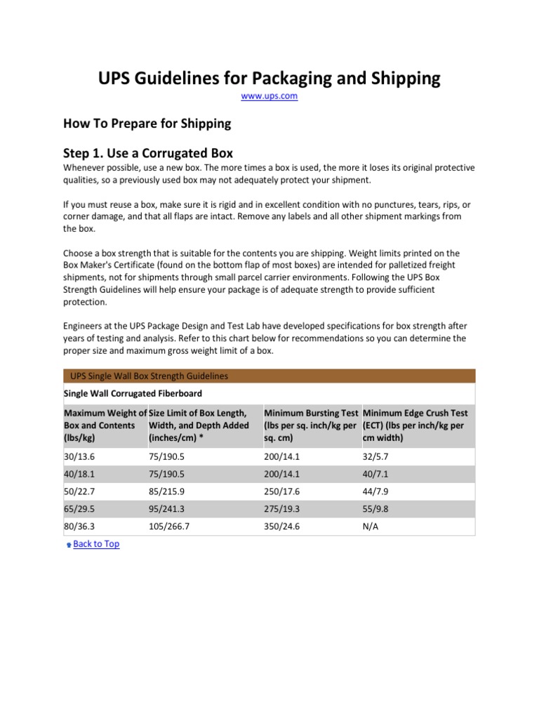 UPS Shipping Guidelines | PDF | Packaging And Labeling | Industrial ...