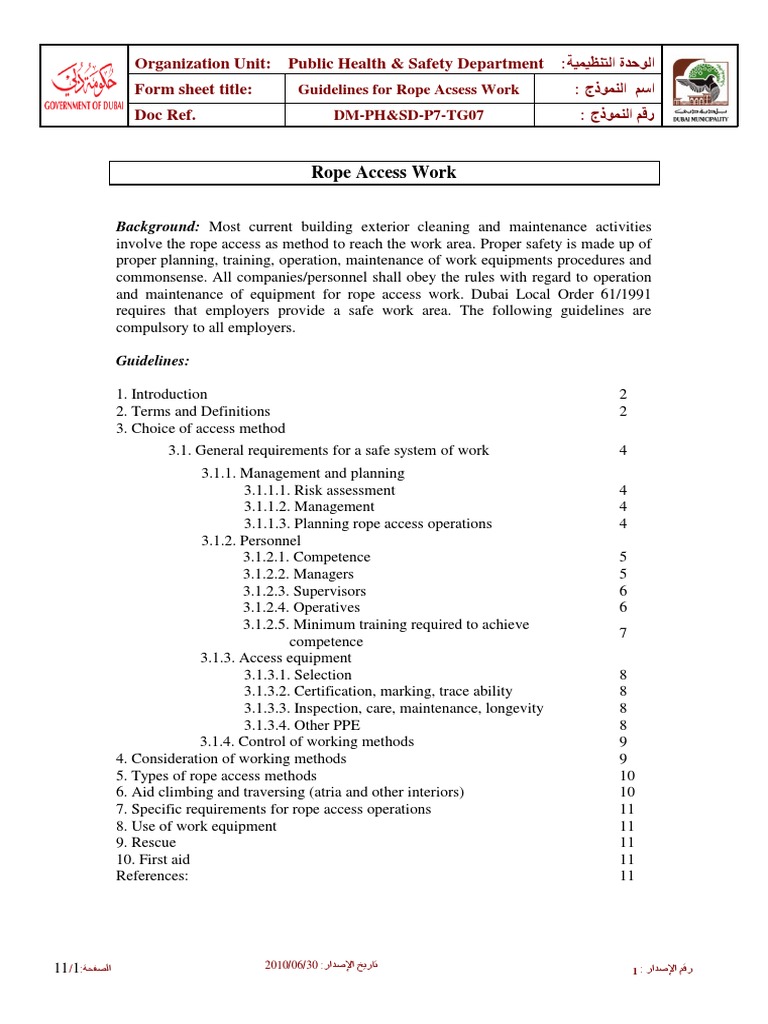 Rope Access Work Safety Guidelines | PDF | Competence (Human Resources ...