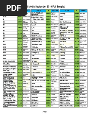 2018-09 TJ Media Sept 2018 Full Songlist-P