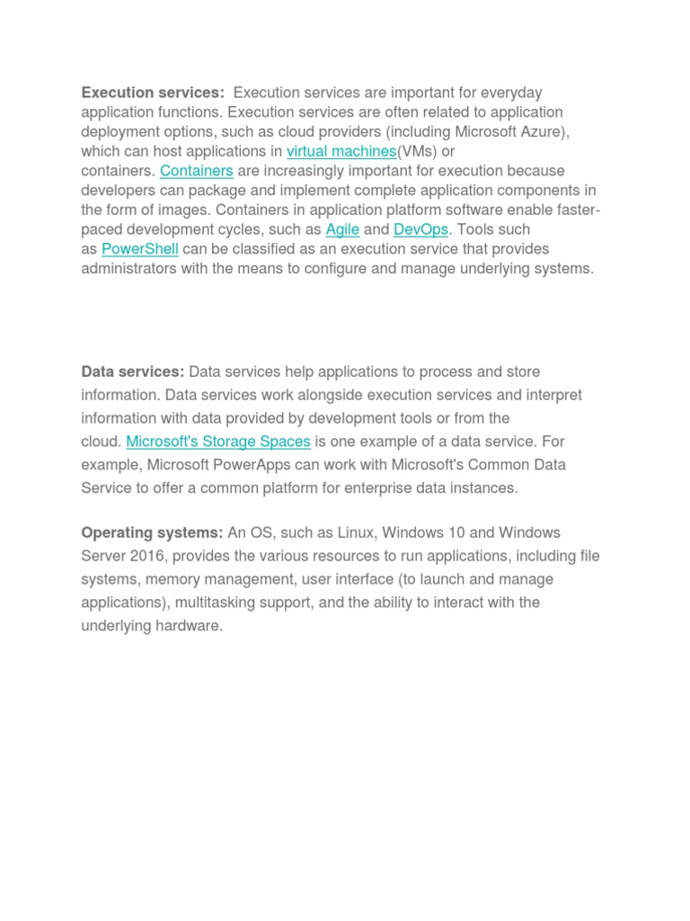 Virtual Machines Containers: Execution Services: Execution Services Are ...