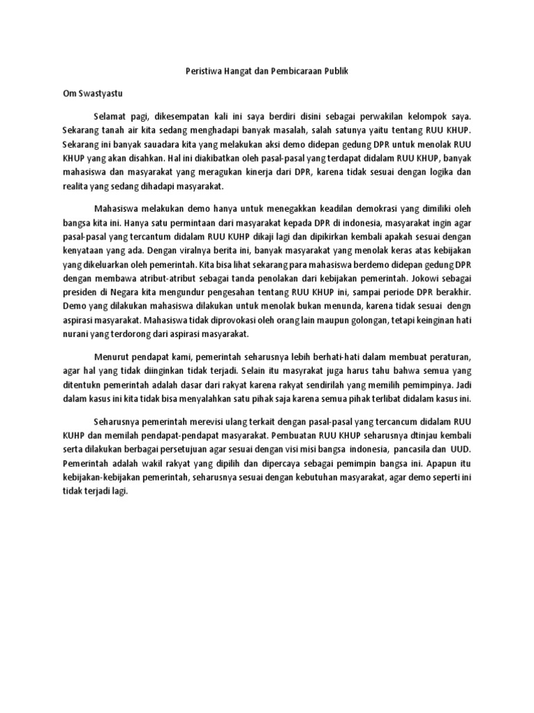 Teks Ceramah Tentang Peristiwa Hangat Dan Pembicaraan Publik Pigura