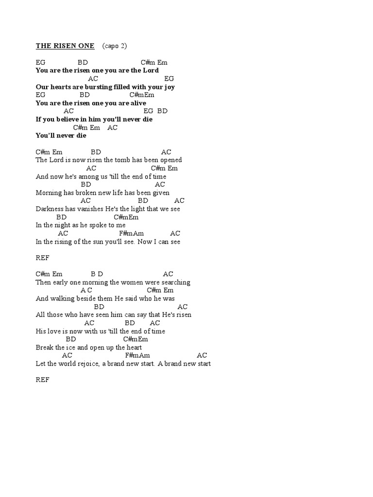Worship Songs: The Risen One & More | PDF | Compositions | Vocal ...