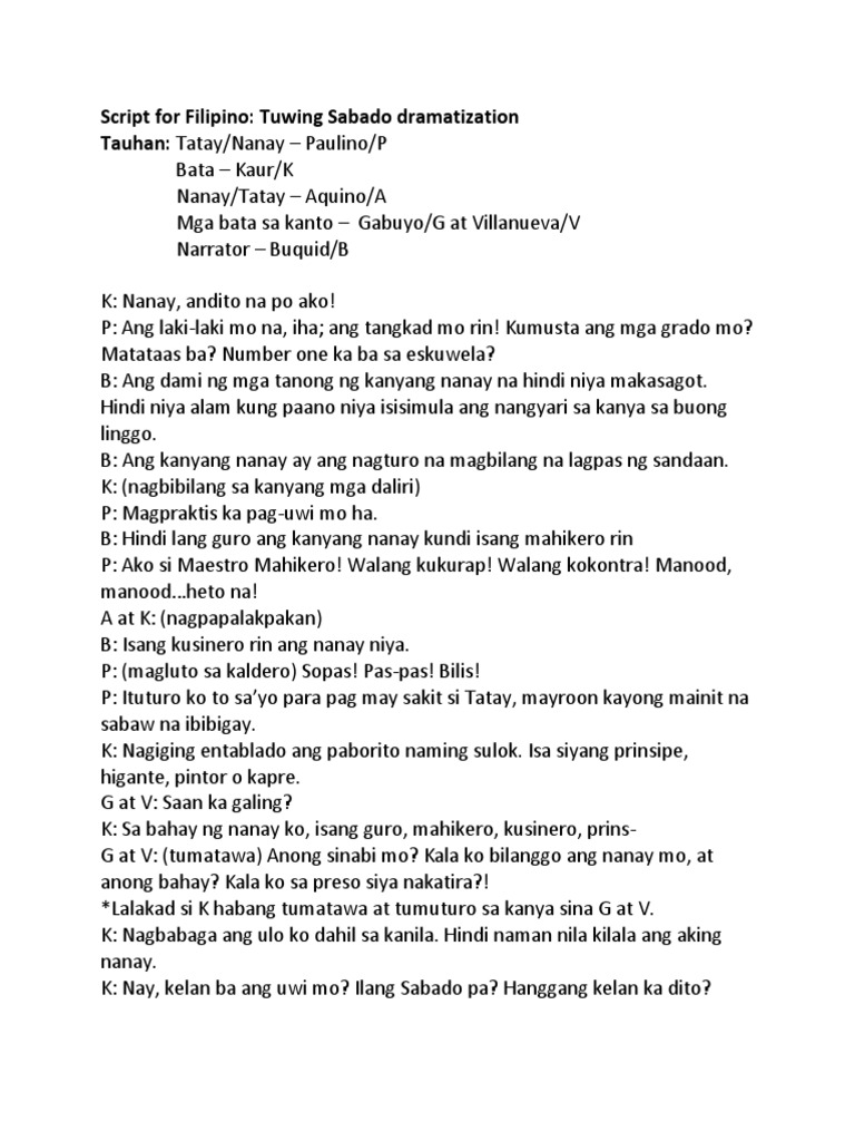 Script For Filipino