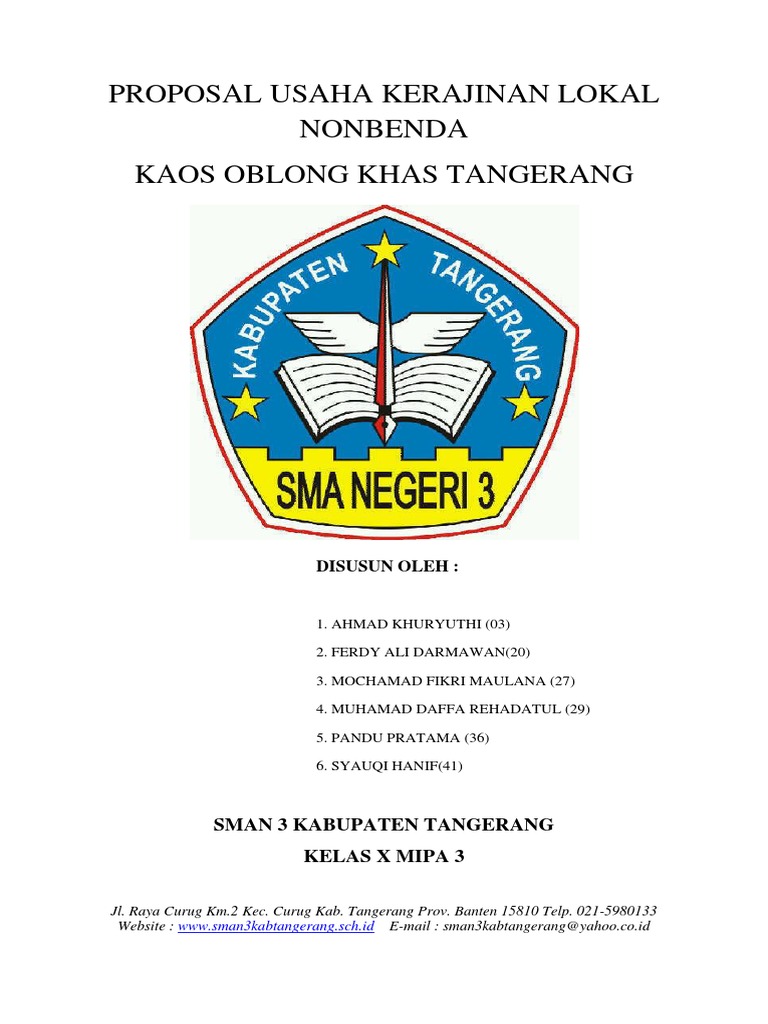 Proposal Usaha Kerajinan Usaha Non Benda Kaos Oblong Khas Banten