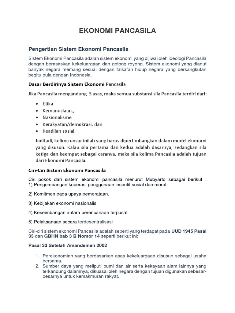 Ekonomi Pancasila | PDF | Ilmu Sosial