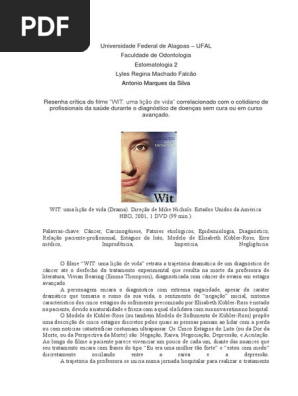 Resenha Critica Filme Wit Uma Licao De Vida Pdf Cancer Depressao
