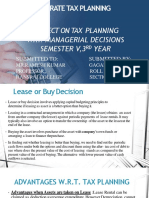 Coporate Tax Planning: Project On Tax Planning Wrt. Managerial Decisions Semester V, 3 Year