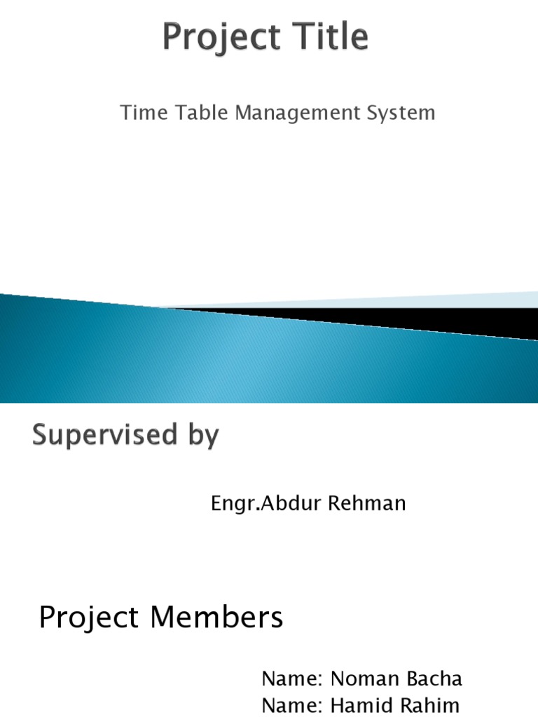 Automatic Timetable Management System | PDF