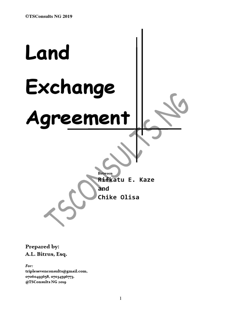 Land Exchange Agreement PDF Property Law And Economics