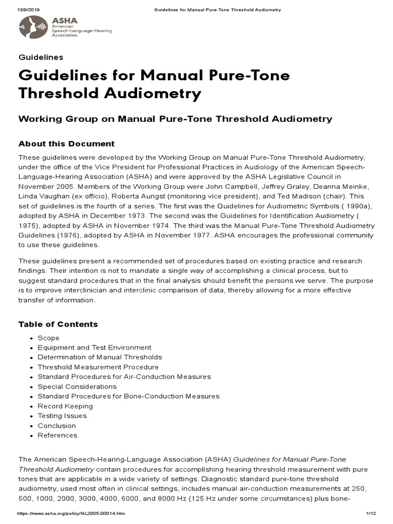 Guidelines For Manual PureTone Threshold Audiometry PDF Headphones