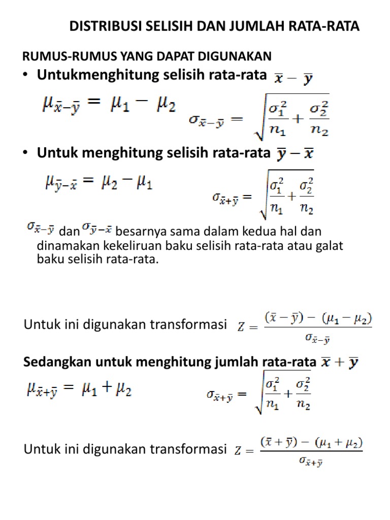 Rumus Selisih dan Rata-Rata Statistika | PDF | Sains & Matematika