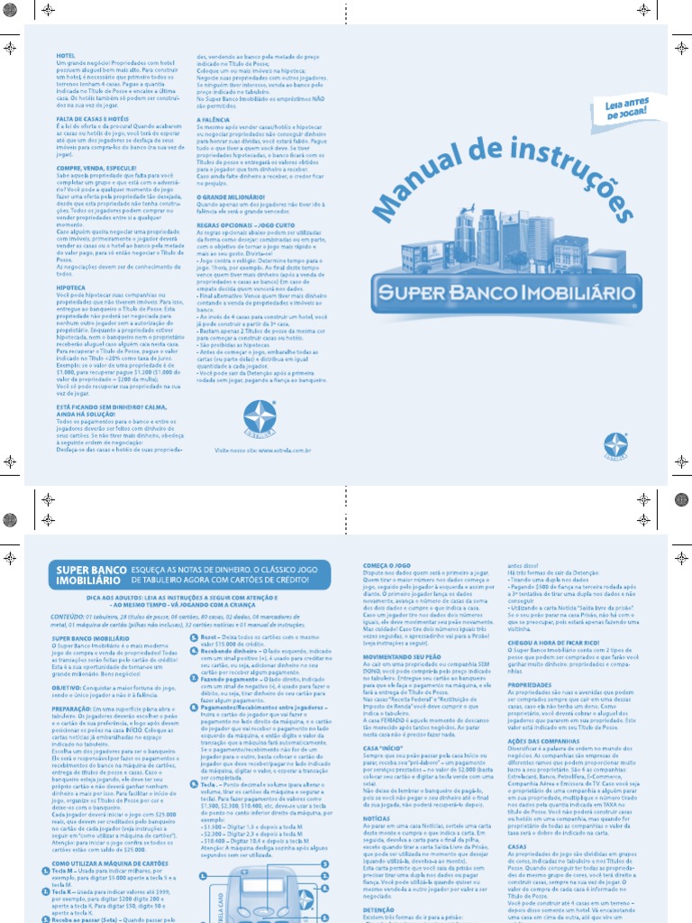 Banco Imobiliario, PDF, Dinheiro