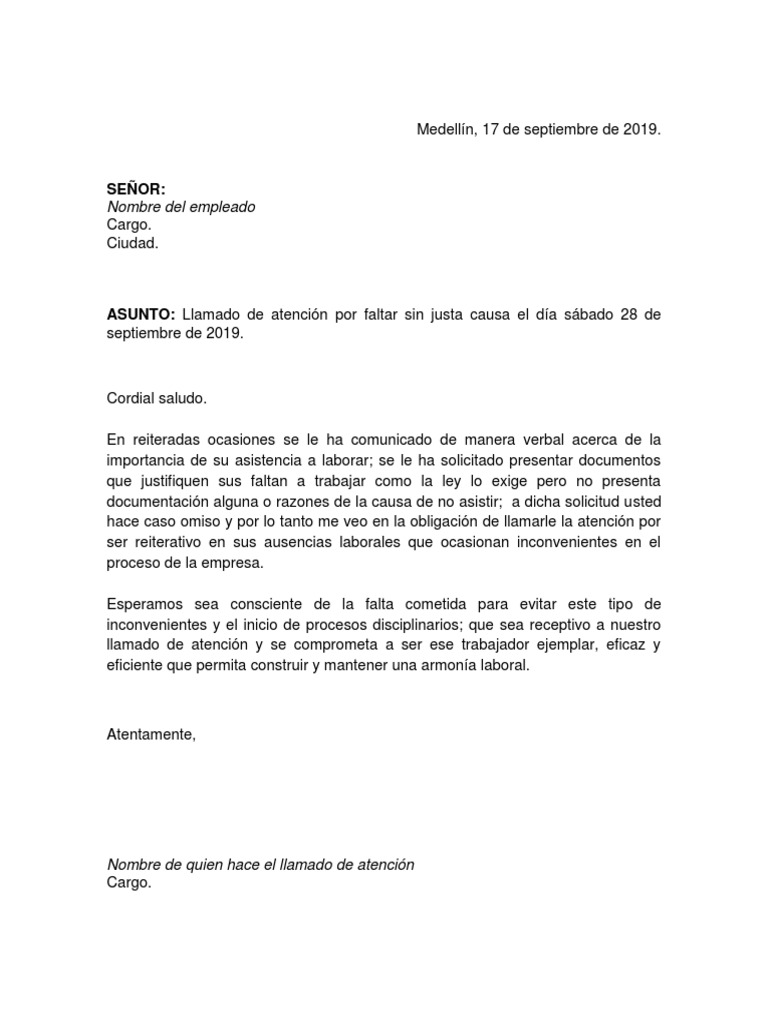 Carta Con Atención A , Ejemplo de carta de presentación para atención ...