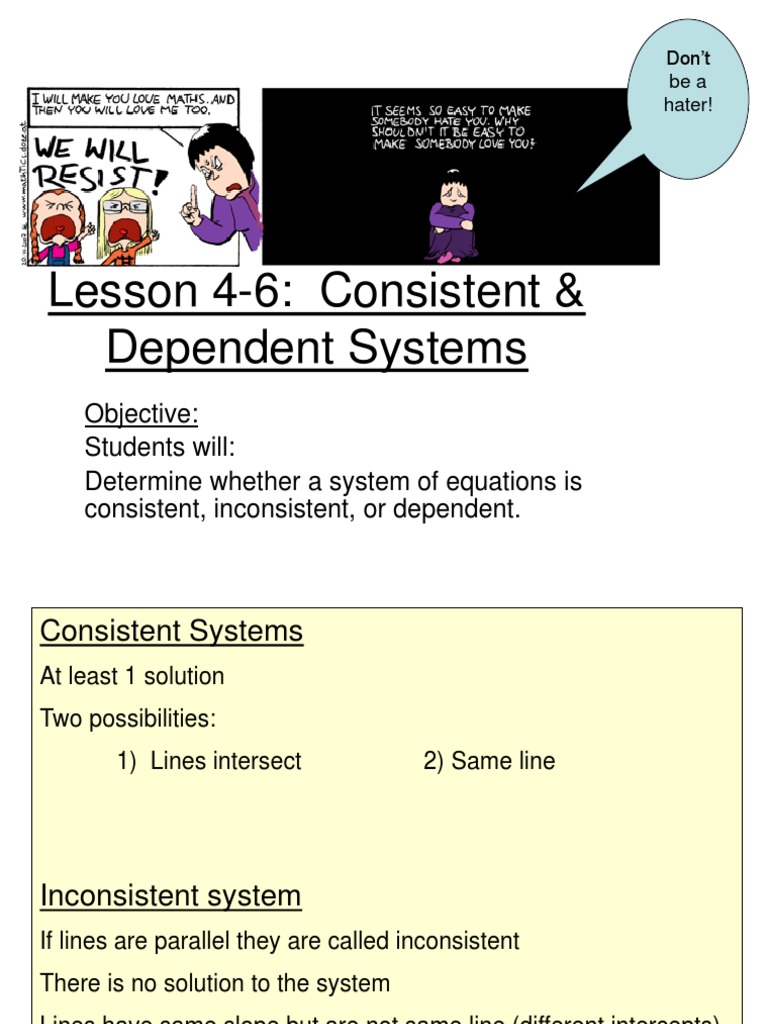 Lesson 4 6 Consistent Dependent | PDF | Slope | Equations