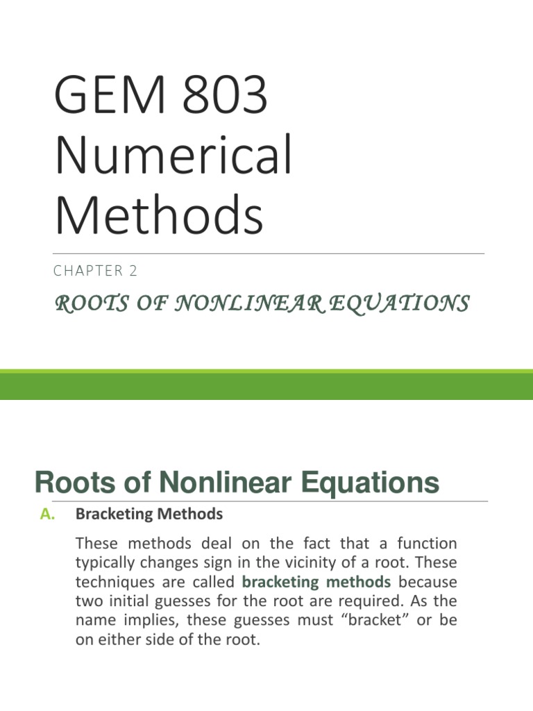 Nonlinear Equation Root Methods | PDF | Numerical Analysis ...