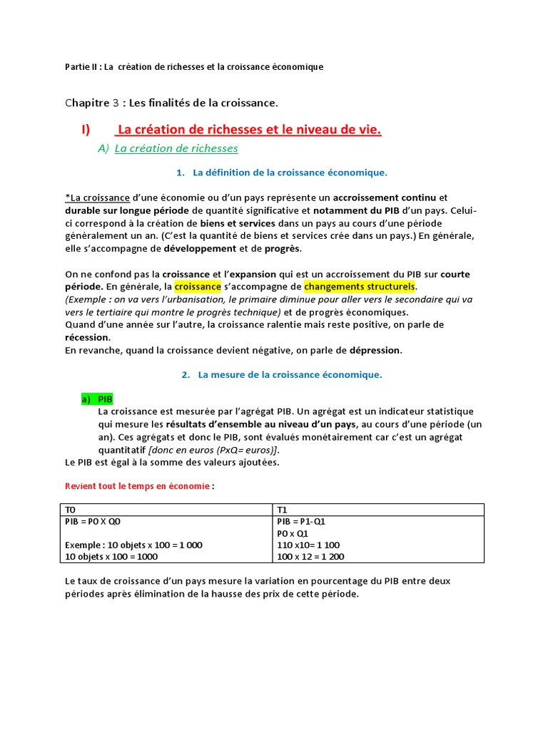 Définition et Mesure de la Croissance Économique | PDF | Produit ...