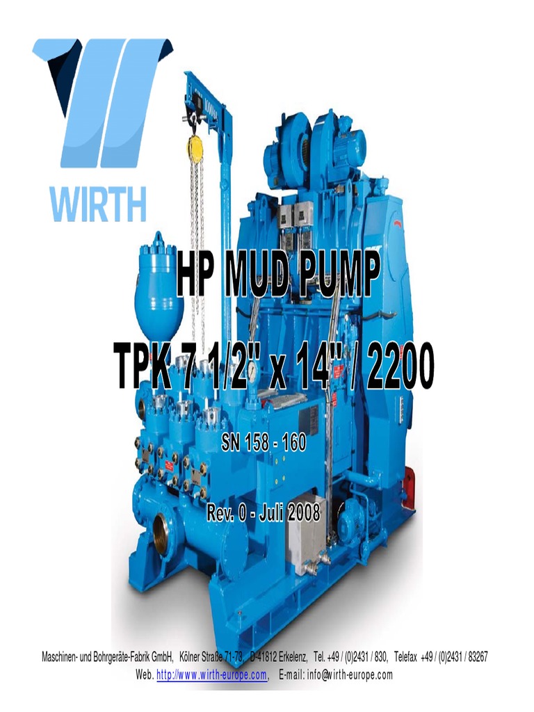 Hp Mud Pump Tpk 7 1 2x14 Sn 158 160 Rev 0 01 08 08 Pump Hvac