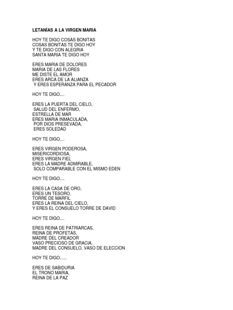 Letanías a la Virgen María | PDF | María, madre de Jesús | Amor