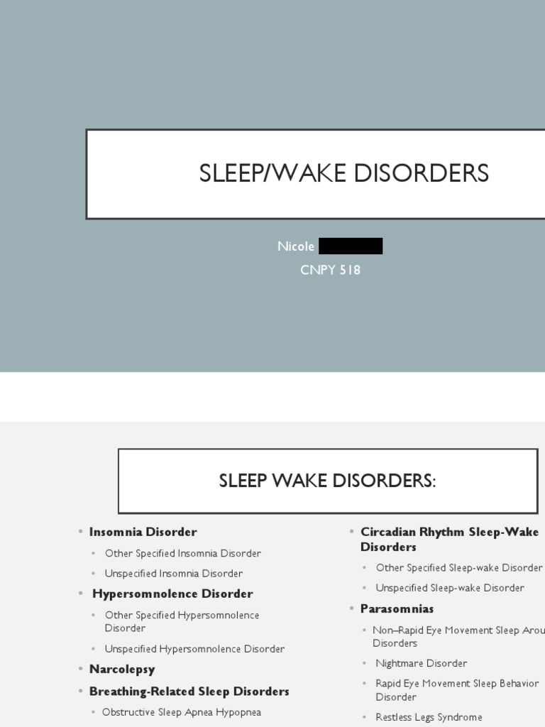 Sleep Wake Disorders 2 | PDF | Sleep Disorder | Insomnia