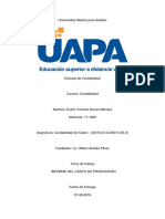 Informe de costos de producción para contabilidad