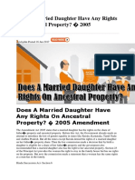 Does A Married Daughter Have Any Rights On Ancestral Property? 2005 Amendment