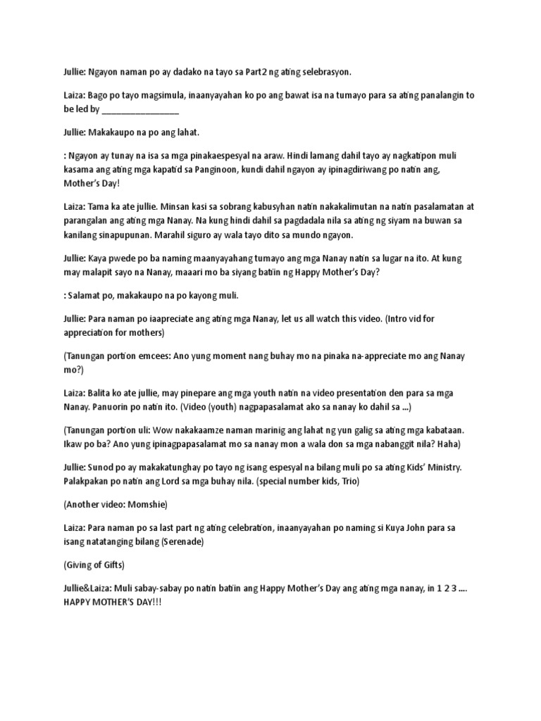 Script Mother's Day | PDF