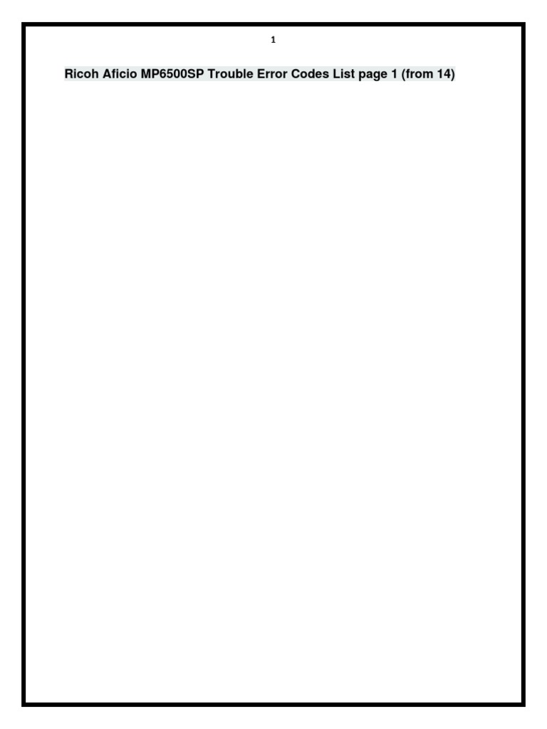 Ricoh MP6500SP Error Codes List | PDF | Image Scanner | Sensor