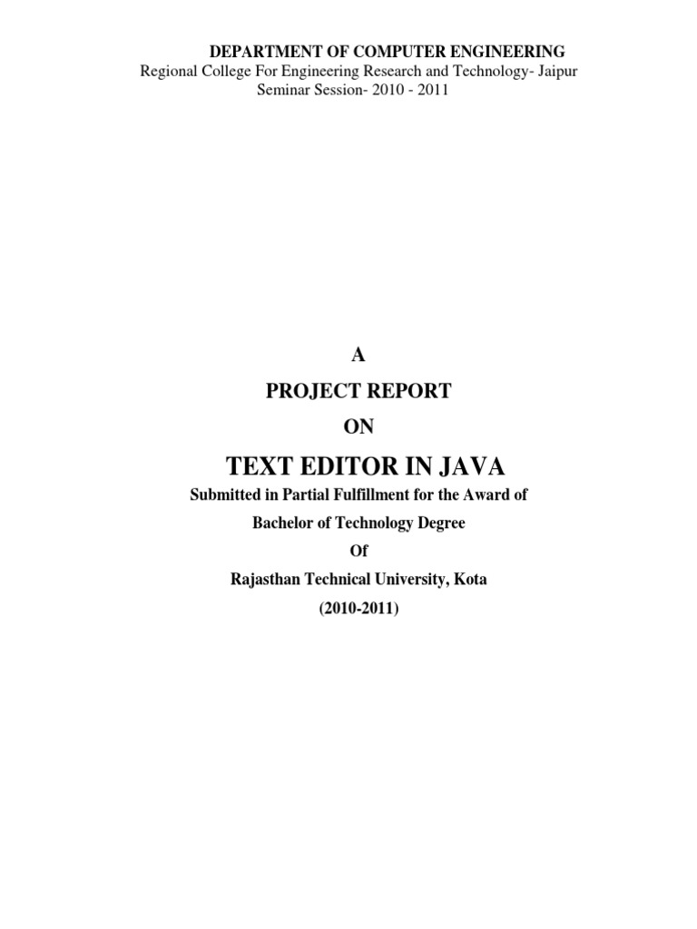 Project Report Text Editor in Java | PDF | Digital Technology ...