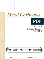 Metal Carbonyls: Presented by Ondrila Deb MSC (Applied Chemistry) A4450918040