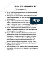 Model Discipline Regulations of JPL Seasons