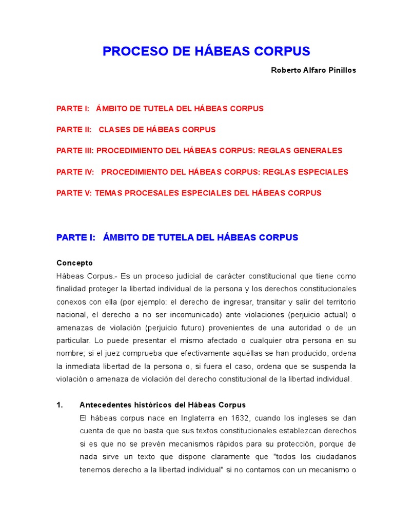 00 - El Proceso de Habeas Corpus | PDF | Habeas corpus | Debido al proceso