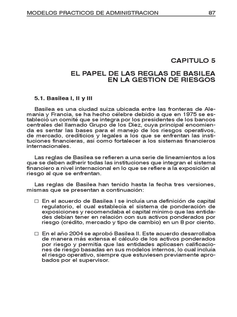 El Papel de Basilea PDF Basilea Iii Basilea Ii