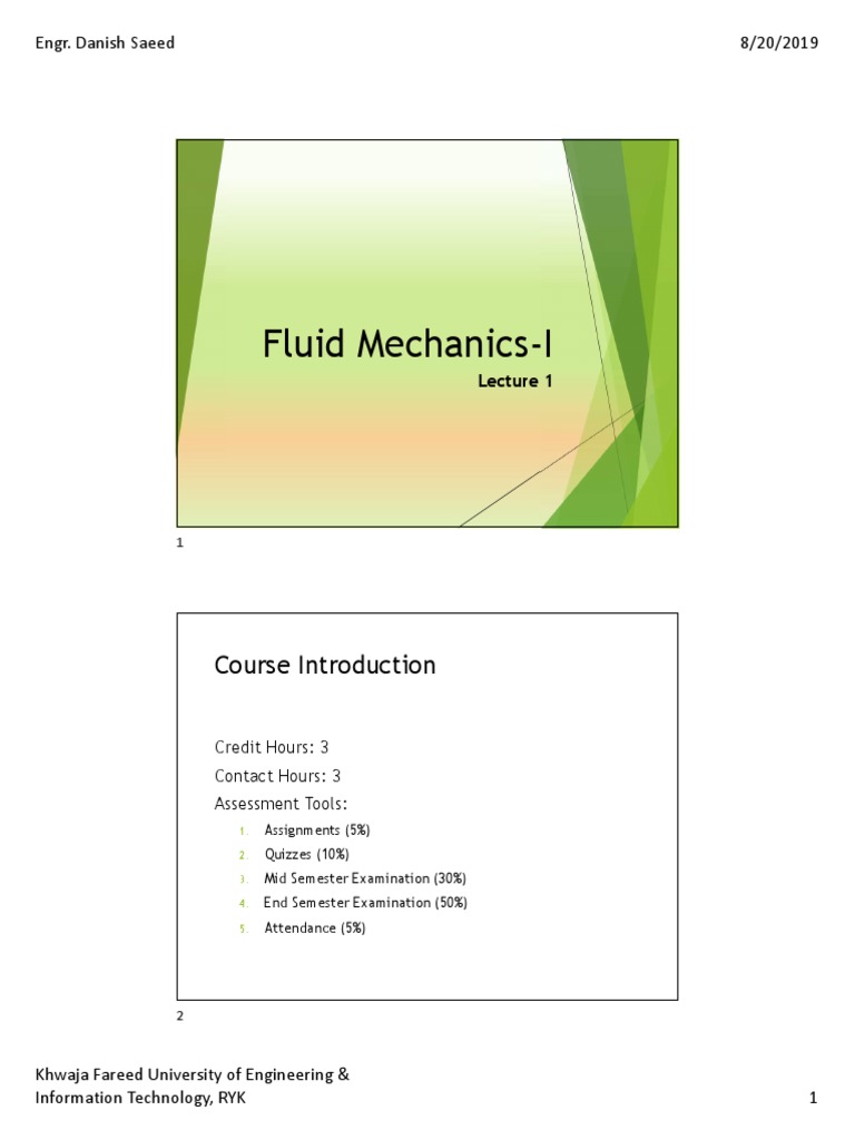 Fluid Mechanics Course Overview | PDF | Density | Liquids
